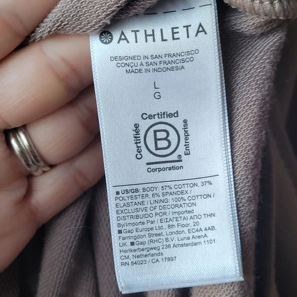 Athleta Women’s Hooded Cabana Tunic Pullover Large Sweater Dress Coverup Tan - Picture 11 of 14